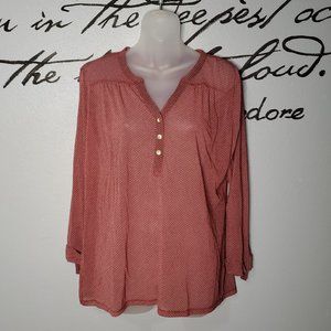 Outback Red Long Sleeve Blouse w/ Half Button Up, XL